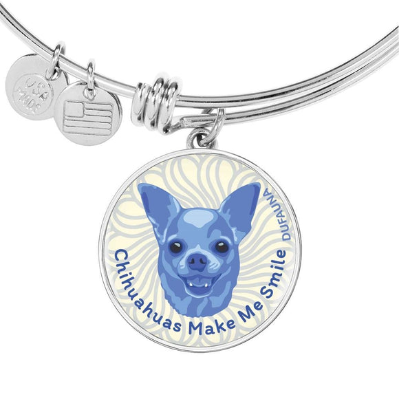 Blue/white Chihuahuas Make Me Smile Bangle Bracelet D19 - Dufauna - Topfauna