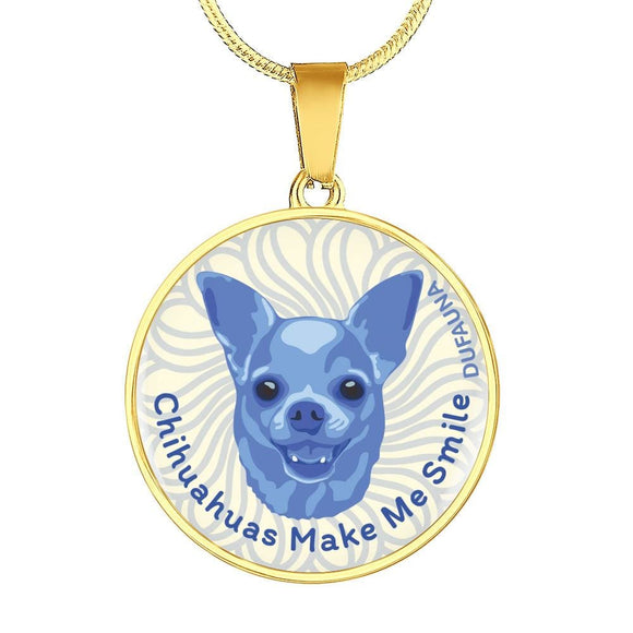 Blue/white Chihuahuas Make Me Smile Necklace D19 - Dufauna - Topfauna