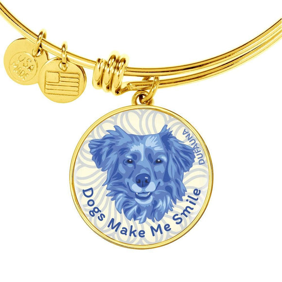 Blue/white Dogs Make Me Smile Bangle Bracelet D19 - Dufauna - Topfauna