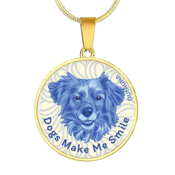 Blue/white Dogs Make Me Smile Necklace D19 - Dufauna - Topfauna