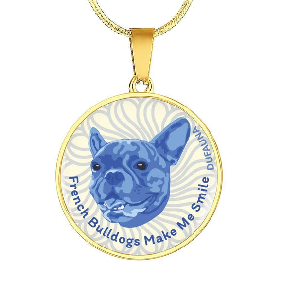 Blue/white French Bulldogs Make Me Smile Necklace D19 - Dufauna - Topfauna