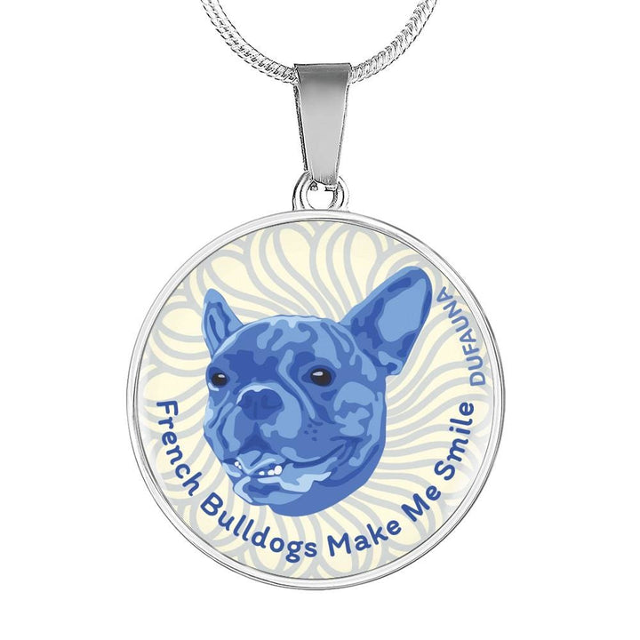 Blue/white French Bulldogs Make Me Smile Necklace D19 - Dufauna - Topfauna