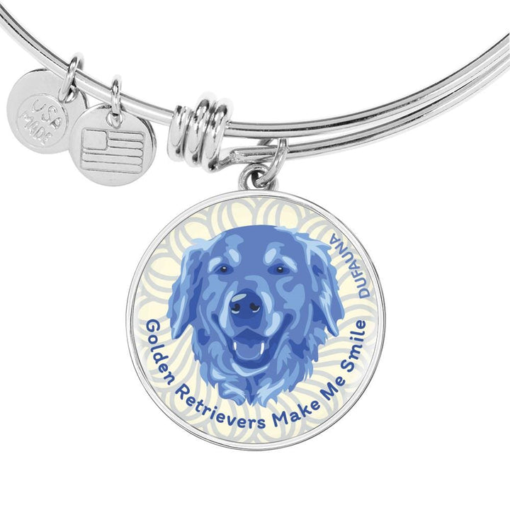 Blue/white Golden Retrievers Make Me Smile Bangle Bracelet D19 - Dufauna - Topfauna