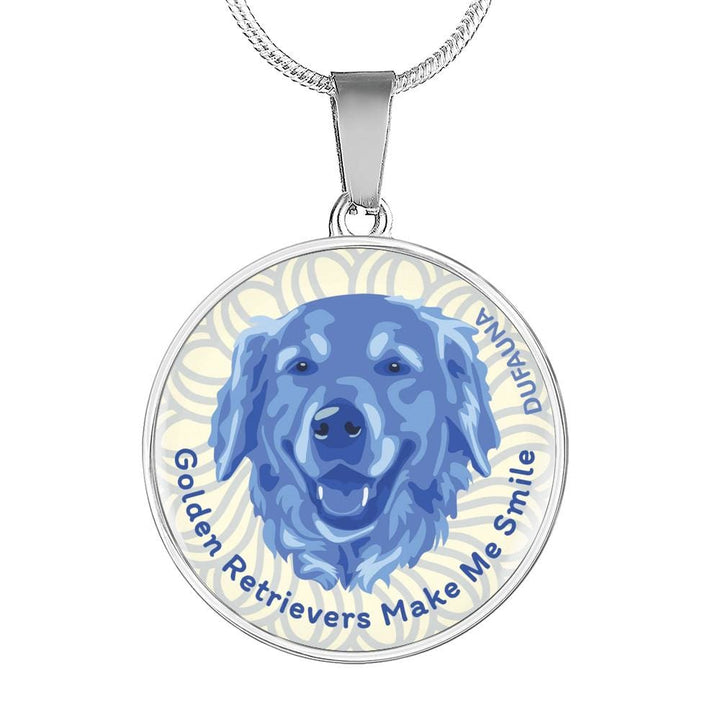 Blue/white Golden Retrievers Make Me Smile Necklace D19 - Dufauna - Topfauna
