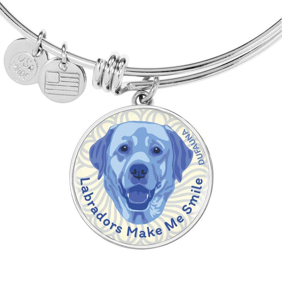 Blue/white Labradors Make Me Smile Bangle Bracelet D19 - Dufauna - Topfauna