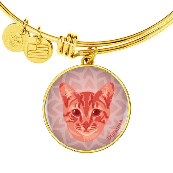 Coral Pink Cat Bangle Bracelet D1 - Dufauna - Topfauna