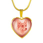 Coral Pink Corgi Profile Heart Necklace D12 - Dufauna - Topfauna