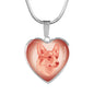 Coral Pink Corgi Profile Heart Necklace D12 - Dufauna - Topfauna