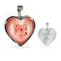 Coral Pink Corgi Profile Heart Necklace D12 - Dufauna - Topfauna