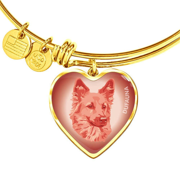 Coral Pink Dog Profile Heart Bangle Bracelet D12 - Dufauna - Topfauna