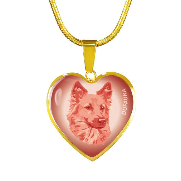 Coral Pink Dog Profile Heart Necklace D12 - Dufauna - Topfauna