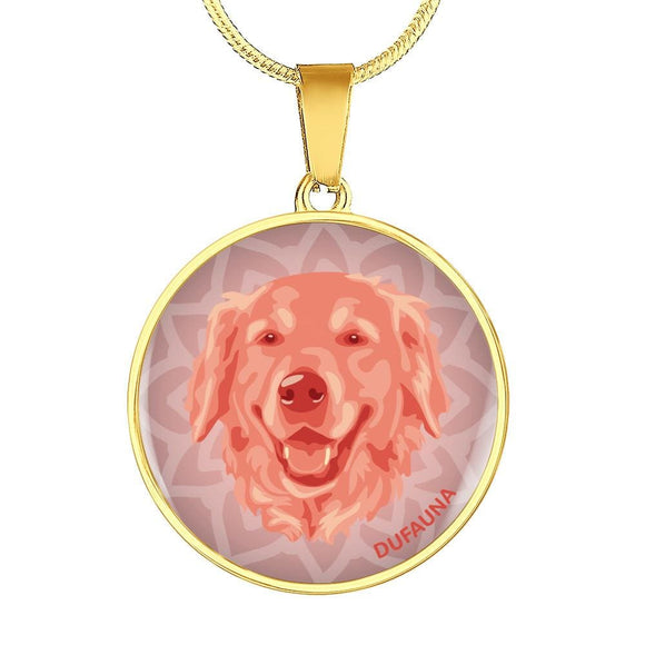 Coral Pink Golden Retriever Necklace D1 - Dufauna - Topfauna