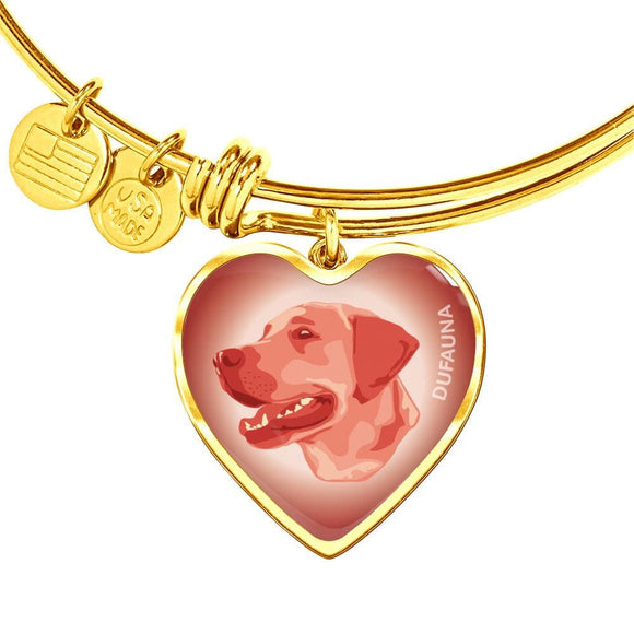 Coral Pink Labrador Profile Heart Bangle Bracelet D12 - Dufauna - Topfauna