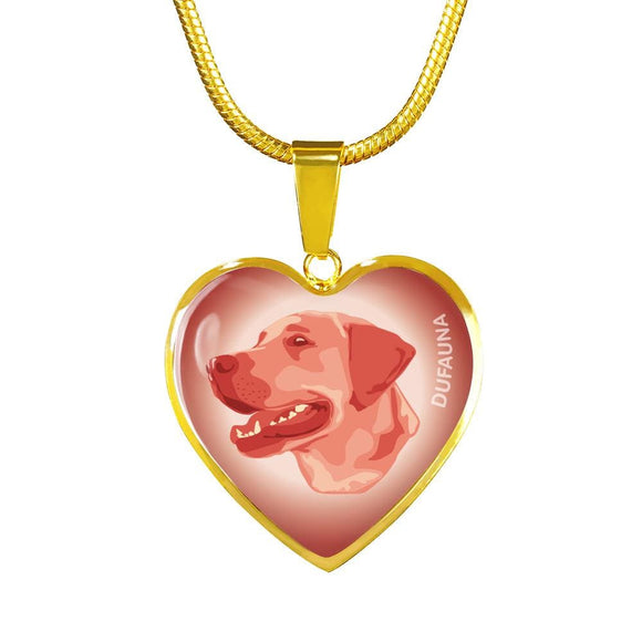 Coral Pink Labrador Profile Heart Necklace D12 - Dufauna - Topfauna