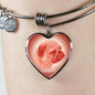 Coral Pink Pug Profile Heart Bangle Bracelet D12 - Dufauna - Topfauna