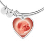 Coral Pink Pug Profile Heart Bangle Bracelet D12 - Dufauna - Topfauna