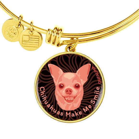 Coral Pink/black Chihuahuas Make Me Smile Bangle Bracelet D19 - Dufauna - Topfauna