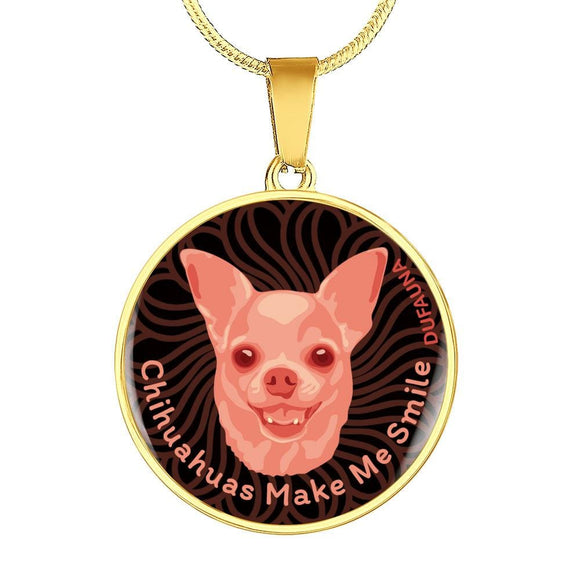Coral Pink/black Chihuahuas Make Me Smile Necklace - Dufauna - Topfauna