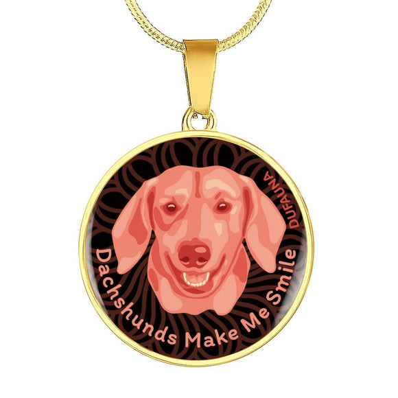 Coral Pink/black Dachshunds Make Me Smile Necklace D19 - Dufauna - Topfauna