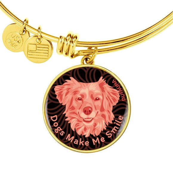 Coral Pink/black Dogs Make Me Smile Bangle Bracelet D19 - Dufauna - Topfauna