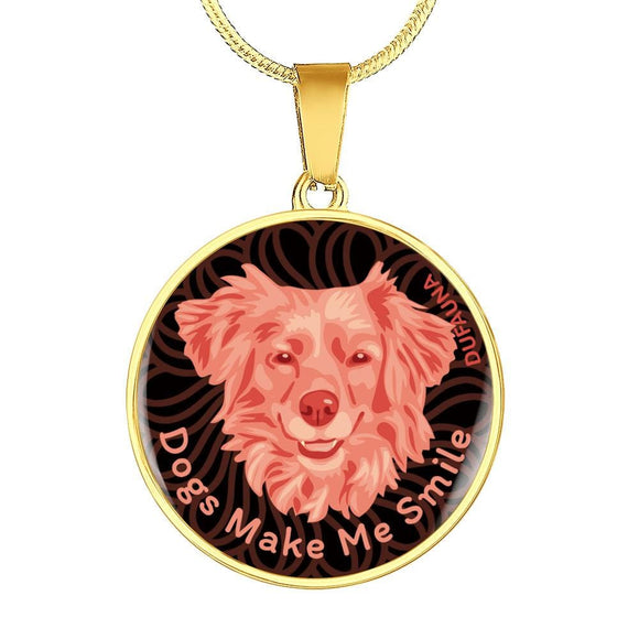 Coral Pink/black Dogs Make Me Smile Necklace D19 - Dufauna - Topfauna