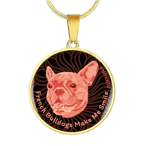 Coral Pink/black French Bulldogs Make Me Smile Necklace D19 - Dufauna - Topfauna