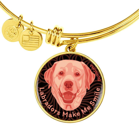 Coral Pink/black Labradors Make Me Smile Bangle Bracelet D19 - Dufauna - Topfauna