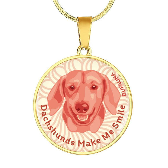 Coral Pink/white Dachshunds Make Me Smile Necklace D19 - Dufauna - Topfauna