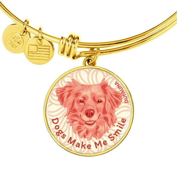 Coral Pink/white Dogs Make Me Smile Bangle Bracelet D19 - Dufauna - Topfauna