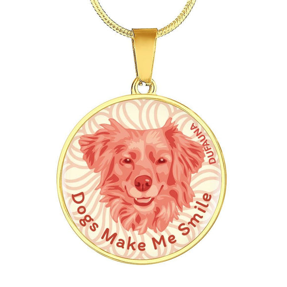 Coral Pink/white Dogs Make Me Smile Necklace D19 - Dufauna - Topfauna