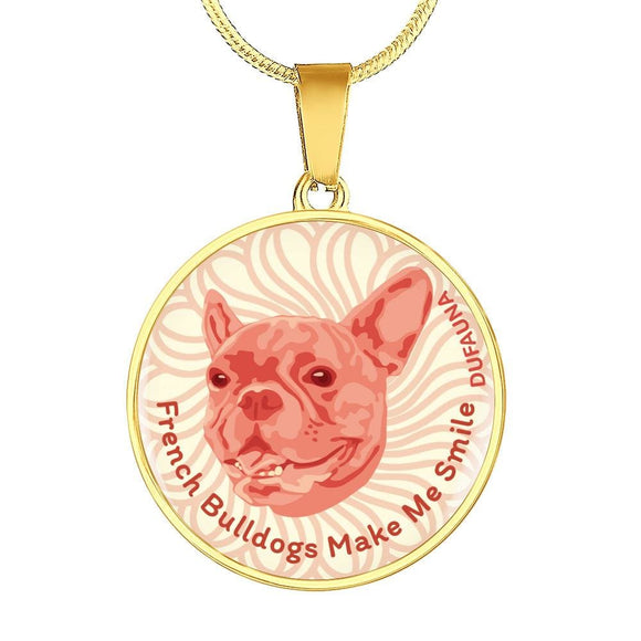 Coral Pink/white French Bulldogs Make Me Smile Necklace D19 - Dufauna - Topfauna