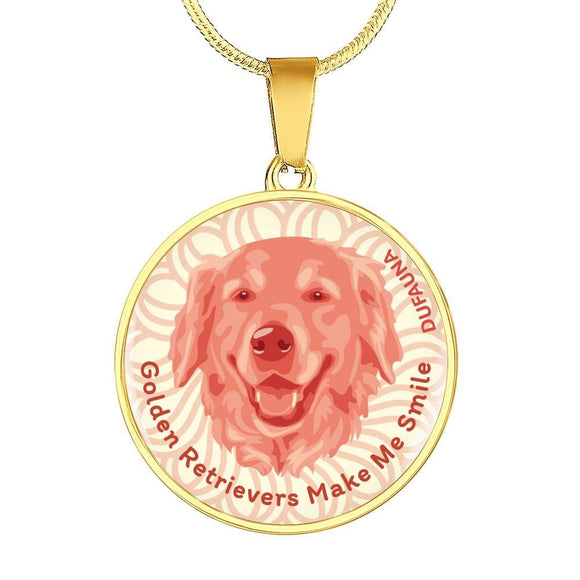 Coral Pink/white Golden Retrievers Make Me Smile Necklace D19 - Dufauna - Topfauna