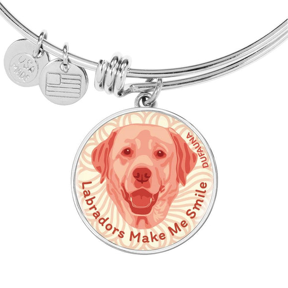 Coral Pink/white Labradors Make Me Smile Bangle Bracelet D19 - Dufauna - Topfauna