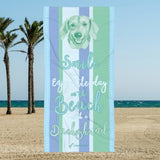 Dachshund Beach Towel Smile Turquoise 30 X 60 Or 36 X 72 - Dufauna - Topfauna