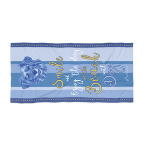 Dog Beach Towel Smile Blue 30 X 60 Or 36 X 72 - Dufauna - Topfauna