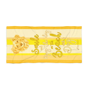 Dog Beach Towel Smile Yellow 30 X 60 Or 36 X 72 - Dufauna - Topfauna