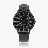 PEACE wrist watch in 24 languages with countries - black/white letters