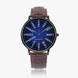 PEACE watch 24 languages on hour marks - blue/white