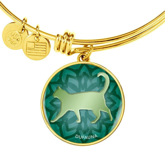 Green Cat Silhouette Bangle Bracelet D18 - Dufauna - Topfauna