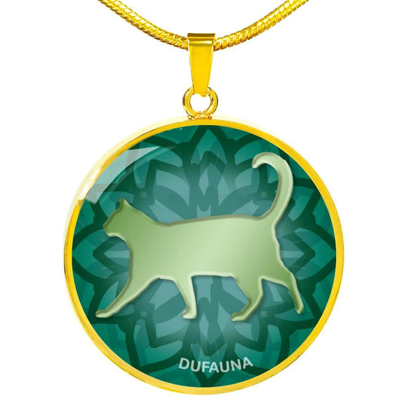 Green Cat Silhouette Necklace D18 - Dufauna - Topfauna