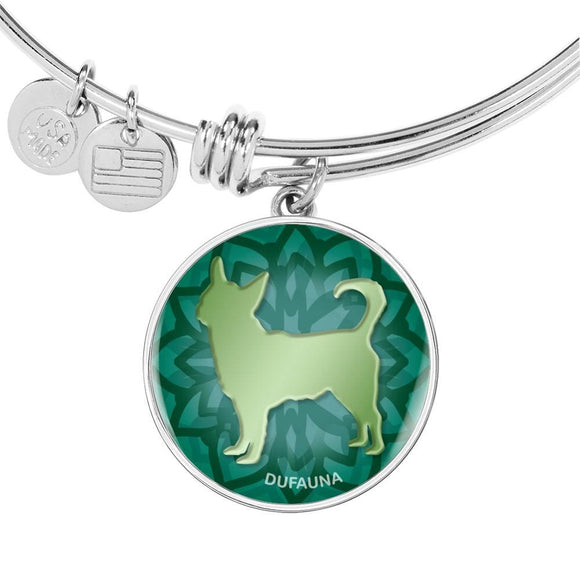 Green Chihuahua Silhouette Bangle Bracelet D17 D18 - Dufauna - Topfauna