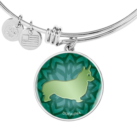 Green Corgi Silhouette Bangle Bracelet D18 - Dufauna - Topfauna