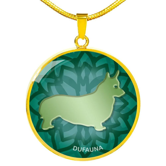 Green Corgi Silhouette Necklace D18 - Dufauna - Topfauna