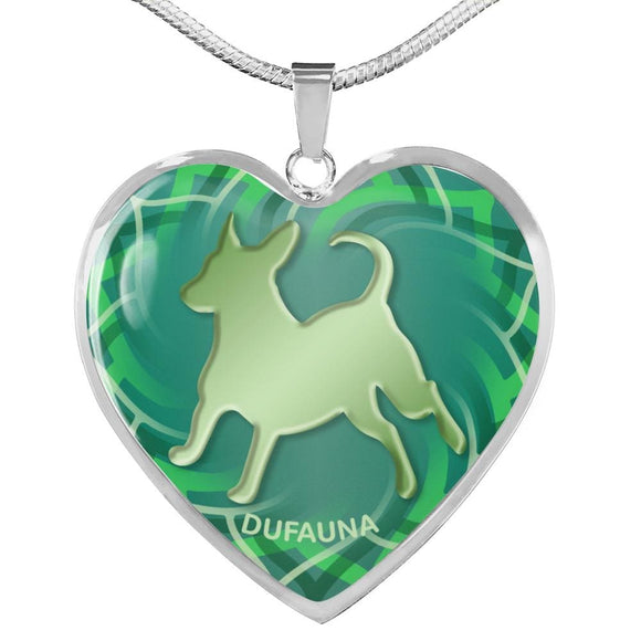 Green Dog Silhouette Heart Necklace D17 - Dufauna - Topfauna