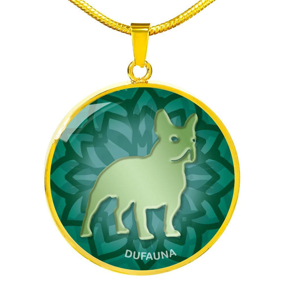 Green French Bulldog Silhouette Necklace D18 - Dufauna - Topfauna