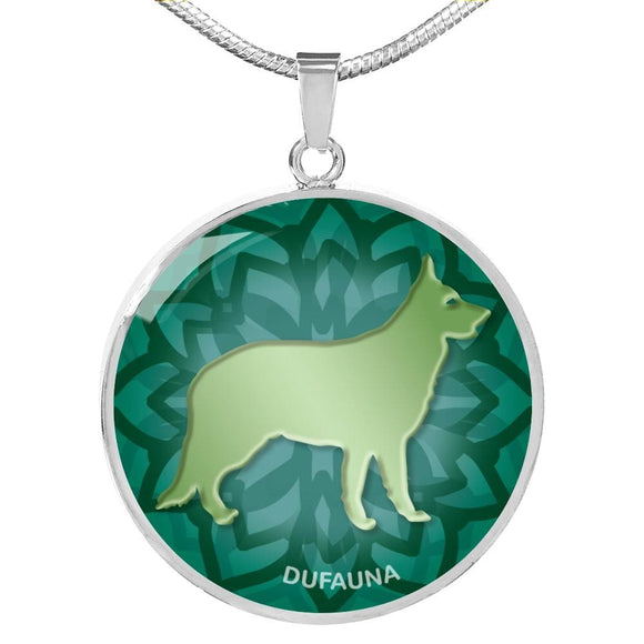 Green German Shepherd Silhouette Necklace D18 - Dufauna - Topfauna