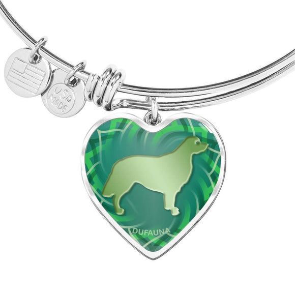 Green Golden Retriever Silhouette Heart Bangle Bracelet D17 - Dufauna - Topfauna