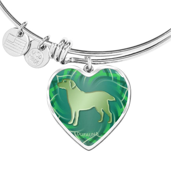 Green Labrador Silhouette Heart Bangle Bracelet D17 - Dufauna - Topfauna