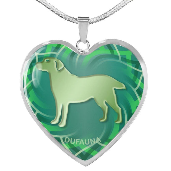 Green Labrador Silhouette Heart Necklace D17 - Dufauna - Topfauna