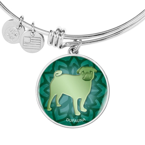 Green Pug Silhouette Bangle Bracelet D18 - Dufauna - Topfauna